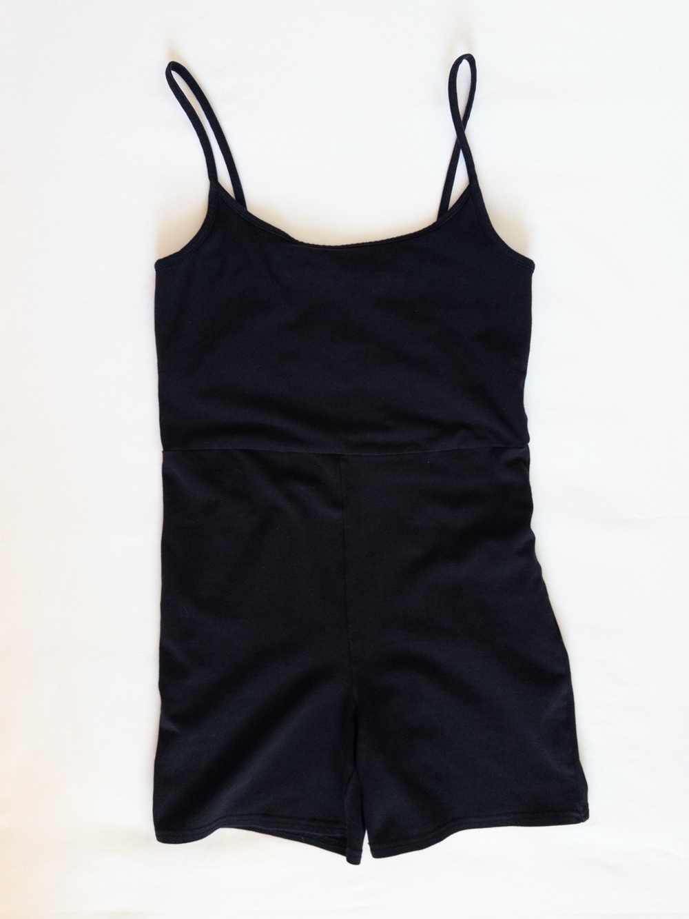 Madewell MWL Black Cotton Knit Biker Unitard Romper Built-In Bra Biker Shorts
